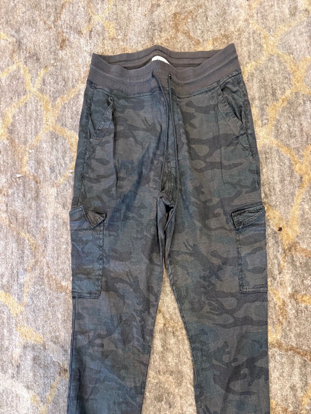 Level 99 Camo Linen Blend Cargo Jogger Pants Drawstring Waist Size Medium